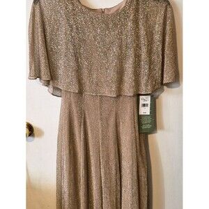 Danny & Nicole Metallic Gold Capelet Evening Dress (Size 12)